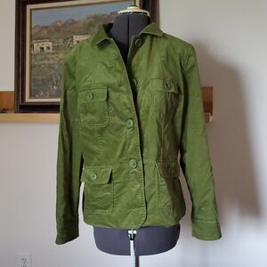 Talbots Olive Utility Button-Front Jacket